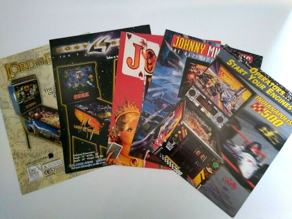 Pinball FLYERS Lot Of 5 Original Jokerz Lord Of The Rings Lost In Space Indy 500